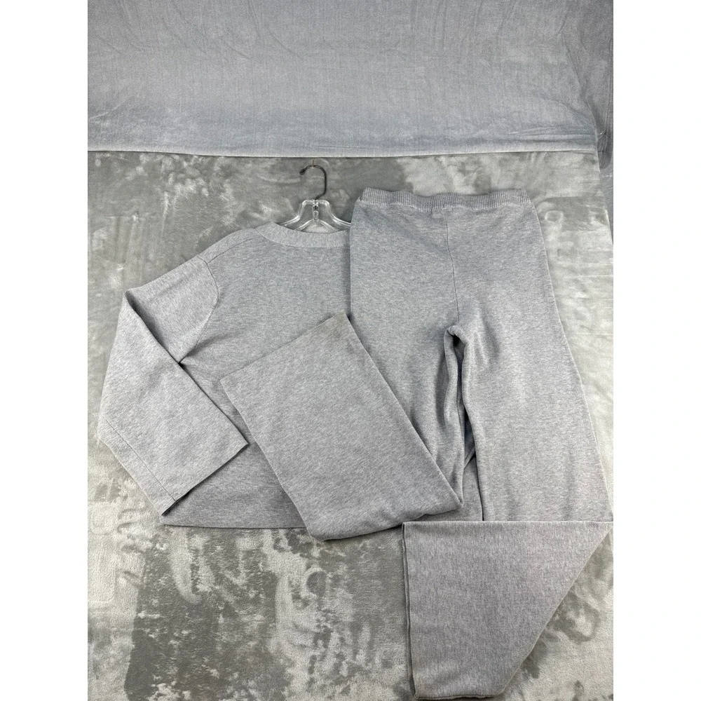 H&M Pant Set Womens S Loungewear Gray Knit Cardigan Wide Leg EUC